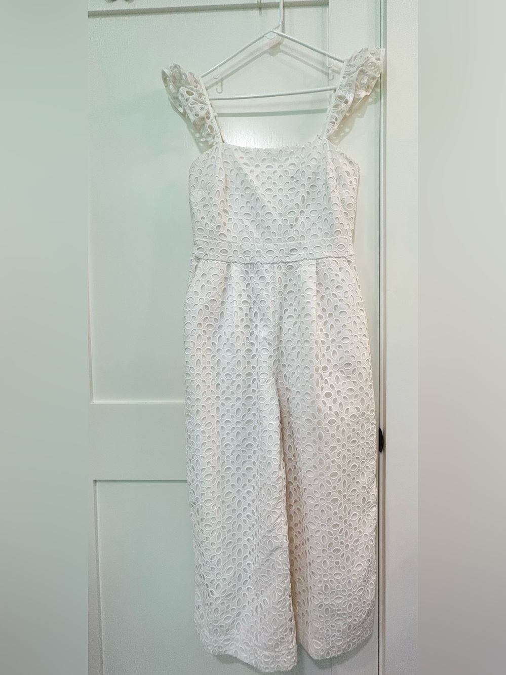 J.Crew White Eyelet Midi Jumpsuit- Size 4